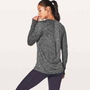 ✅ Lululemon Meant To Move Long Sleeve Heathered Black Gray‎ 6 Workout Top
